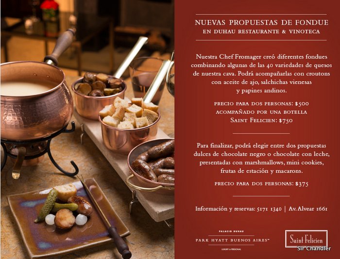 Fondue en el Hyatt de Buenos Aires Sir Chandler