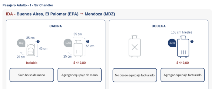 Medidas y peso del equipaje de mano y facturado según aerolíneas