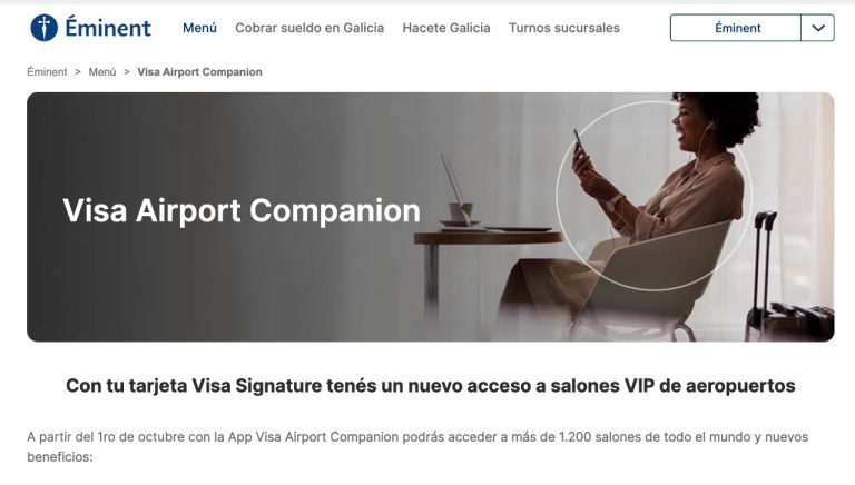 El Galicia suma también lo de Visa companion pero tiene diferencias