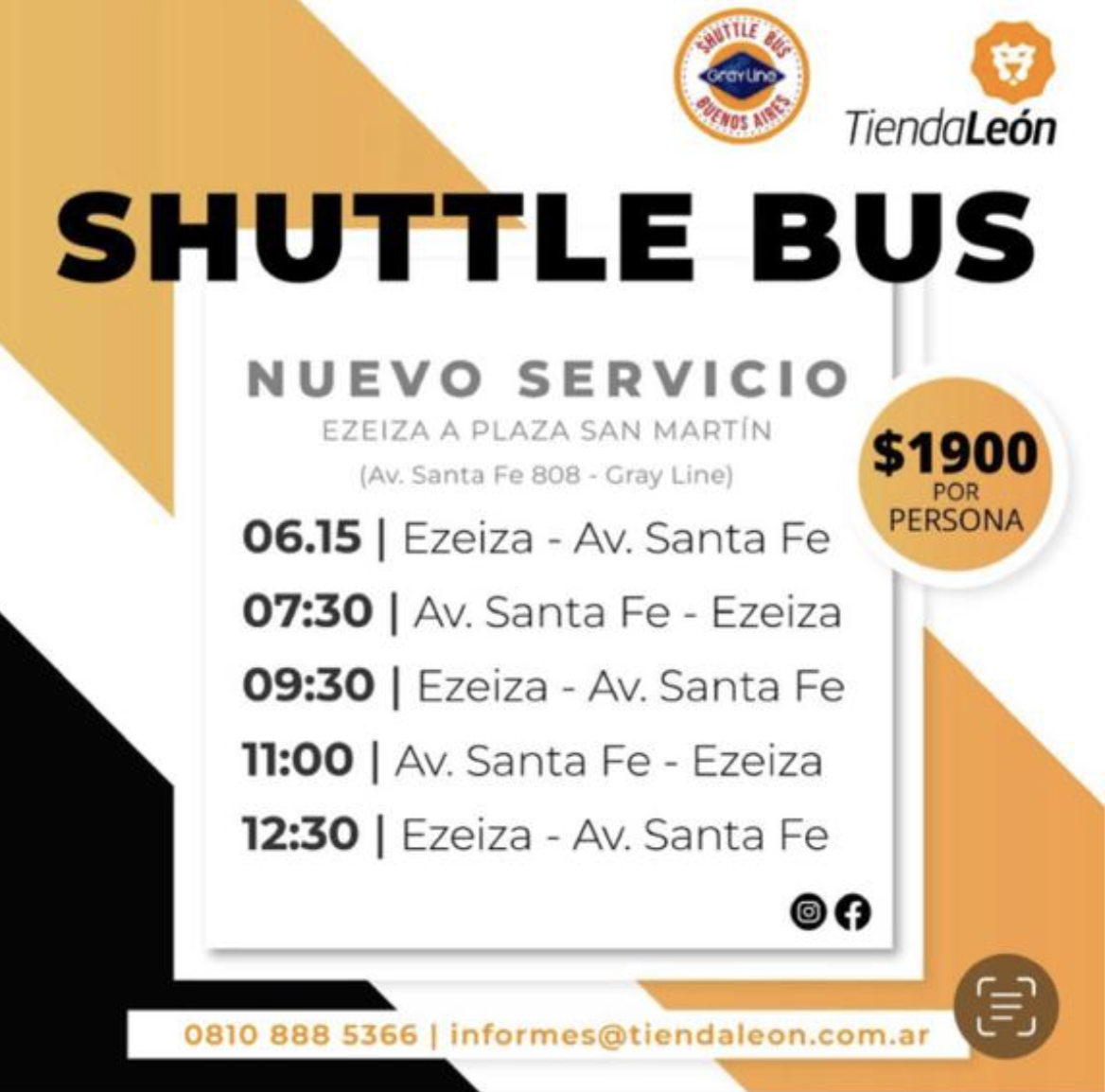 Tienda León agregó un bus que hace Ezeiza Plaza San Martín Sir Chandler