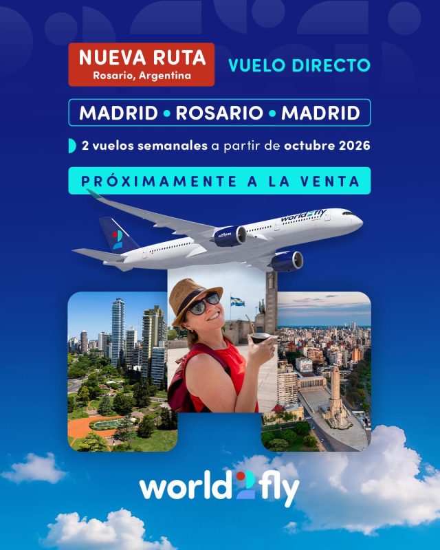 World2fly confirmó su vuelo de Madrid a Rosario desde 2026 - World2Fly: check-in, equipajes, facturación, asientos